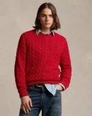 Park Avenue Red Cable Knit Cotton Sweater
