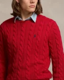 Park Avenue Red Cable Knit Cotton Sweater