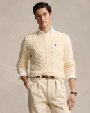 Cable Knit Cotton Sweater - Andover Cream