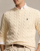 Cable Knit Cotton Sweater - Andover Cream