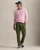 Cable knit cotton sweater - Carmel Pink