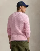 Cable knit cotton sweater - Carmel Pink