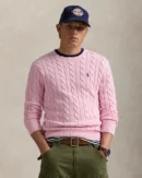 Cable knit cotton sweater - Carmel Pink