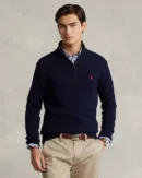 Half-zip cotton sweater - Hunter navy