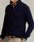 Half-zip cotton sweater - Hunter navy