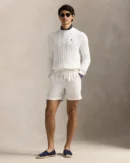 Cable knit cotton sweater - White