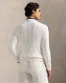 Cable knit cotton sweater - White