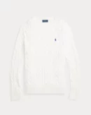 Cable knit cotton sweater - White