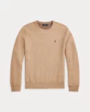 Cotton pique crew neck sweater - Camel blend