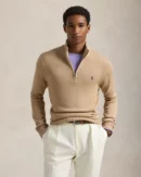 Cotton Half Zip Sweater - Camel Blend