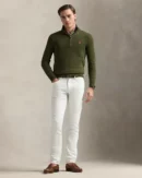 Half-zip cotton sweater - Olive new