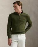 Half-zip cotton sweater - Olive new
