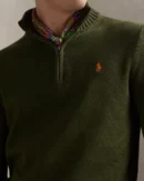 Half-zip cotton sweater - Olive new