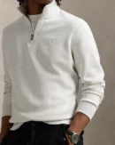Double knit quarter zip sweater - Soho Chiné