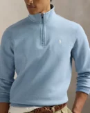 Double Knit Quarter Zip Sweater - Modern Heather Blue