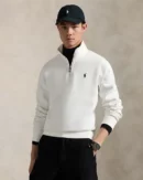 Double Knit Quarter Zip Sweater - White