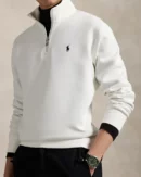 Double Knit Quarter Zip Sweater - White