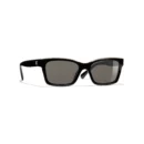 Channel Square Sunglasses - Black & Beige. Lenses: Brown