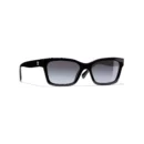 Channel Square Sunglasses - Black. Lenses: Grey, Polarized, Gradient