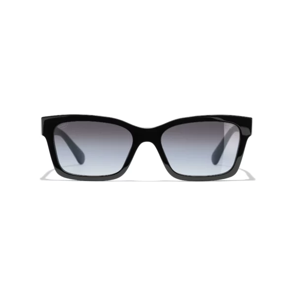 Channel Square Sunglasses - Black. Lenses: Grey, Polarized, Gradient - Image 2