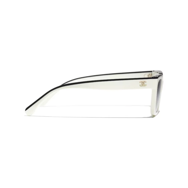 Channel Square Sunglasses - Black & White. Lenses: Grey, Gradient - Image 3