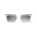 Channel Square Sunglasses - Black & White. Lenses: Grey, Gradient