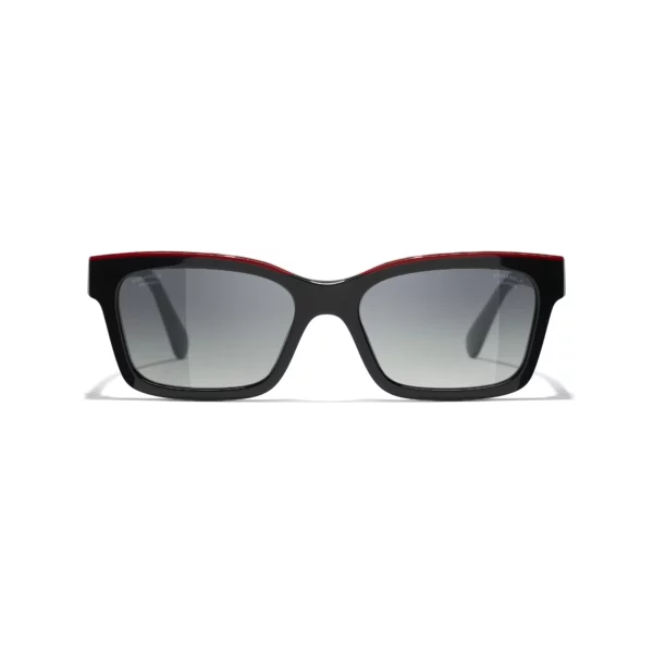 Channel Square Sunglasses - Black & Red. Lenses: Grey, Polarized, Gradient - Image 2