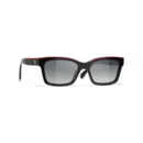 Channel Square Sunglasses - Black & Red. Lenses: Grey, Polarized, Gradient