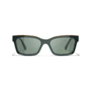 Channel Square Sunglasses - Khaki & Green. Lenses: Green